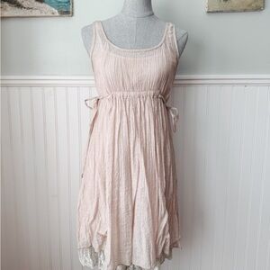 Whimsical Light Pink Sleeveless Cottage-Core Dress